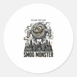 Smog Monster Shirt Vintage Engraving Eco Warning A Classic Round Sticker