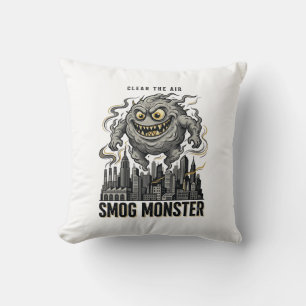Smog Monster Shirt Vintage Engraving Eco Warning A Cushion