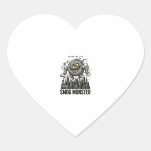 Smog Monster Shirt Vintage Engraving Eco Warning A Heart Sticker