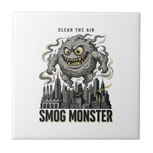Smog Monster Shirt Vintage Engraving Eco Warning A Tile