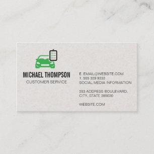 Smog Tech   Car and Checklist Clipboard Icon Business Card