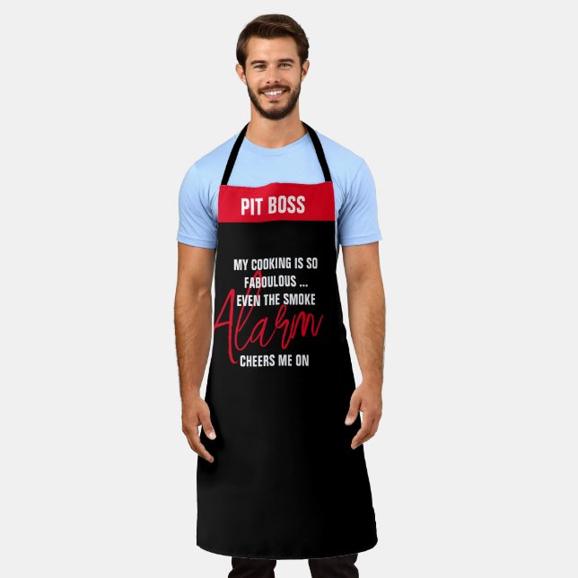 Smoke Alarm Chef Apron - Personalised Funny (Worn)