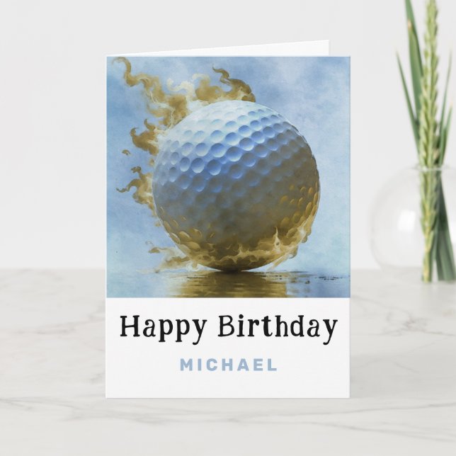 *~*  Smoke Blue AP94 Golf Ball  Birthday Card (Front)