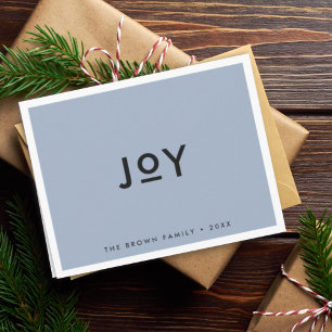 Smoke Blue Joy   Minimalist Modern Christmas Holiday Card
