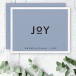 Smoke Blue Joy | Minimalist Modern Christmas Holiday Card<br><div class="desc">Simple, stylish, trendy "joy" flat holiday card with modern minimalist typography in black on a pastel smoke blue background framed by a simple white border. The name and year can be easily customised for a personal touch. A quirky, minimal christmas card to stand out from the crowd! #christmas #card #blue...</div>