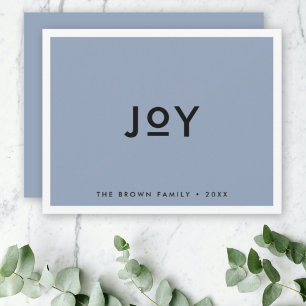 Smoke Blue Joy   Minimalist Modern Christmas Holiday Card
