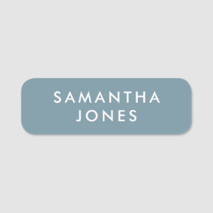 Smoke Blue Minimalist Modern Simple Name Tag