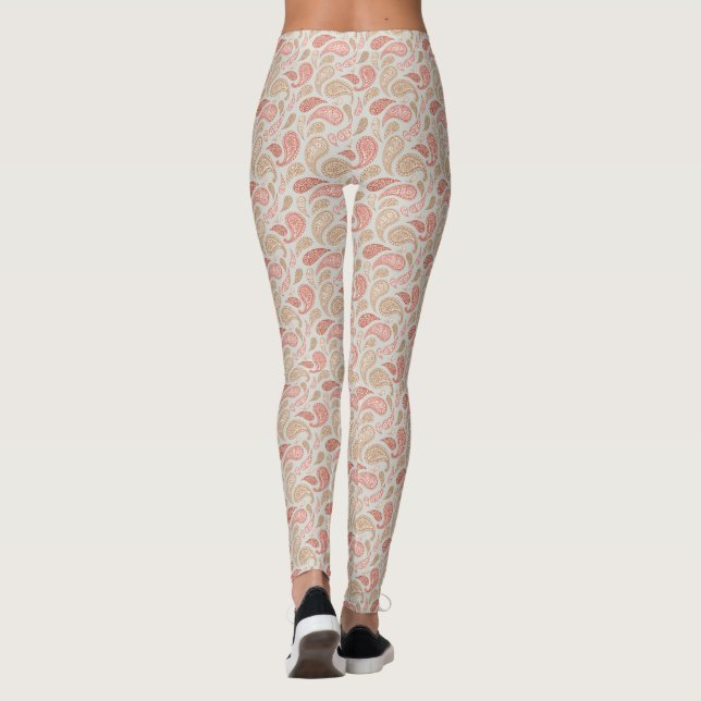 Smoke-Brown Paisley Pattern Leggings (Back)