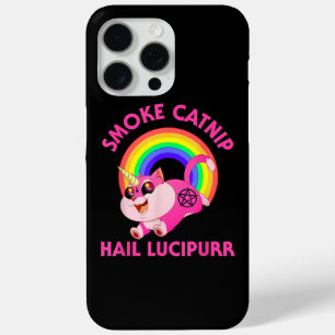 Smoke Catnip Hail Lucipurr, Funny Satan Cat Unicor iPhone 15 Pro Max Case