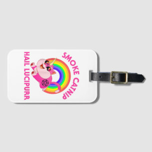 Smoke Catnip Hail Lucipurr, Funny Satan Cat Unicor Luggage Tag