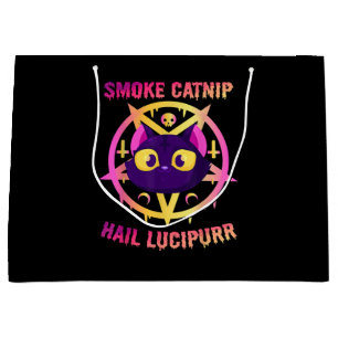 Smoke Catnip Hail Lucipurr, Funny Satanic Cat Kitt Large Gift Bag