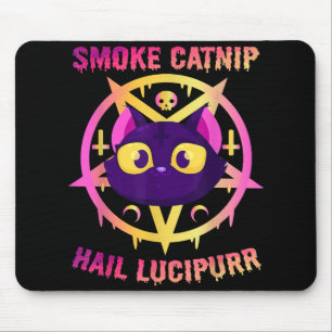 Smoke Catnip Hail Lucipurr, Funny Satanic Cat Kitt Mouse Mat