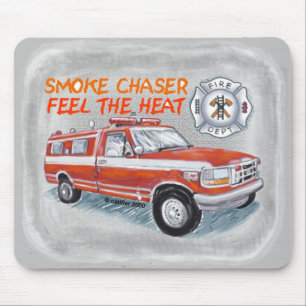 Smoke Chaser Firetruck Firefighter custom name Mouse Mat
