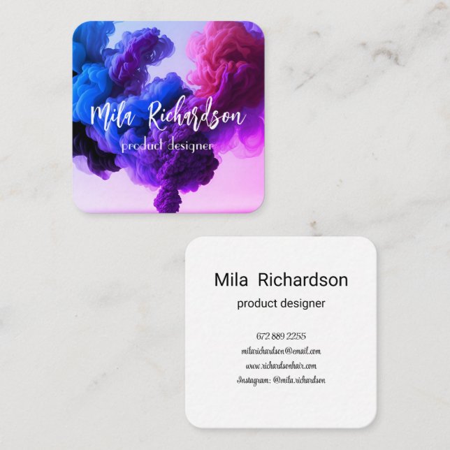smoke effect modern square business card (Front/Back)