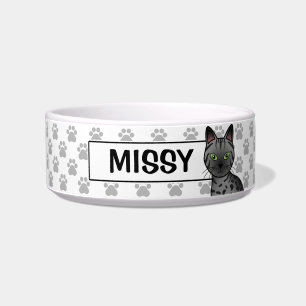 Smoke Egyptian Mau Cartoon Illustration With Name Bowl
