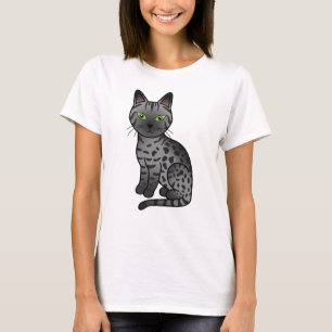 Smoke Egyptian Mau Cute Cartoon Cat Illustration T-Shirt