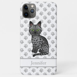 Smoke Egyptian Mau Cute Cartoon Cat & Name iPhone 11 Pro Max Case
