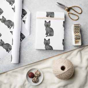 Smoke Egyptian Mau Cute Cartoon Cat Pattern Wrapping Paper