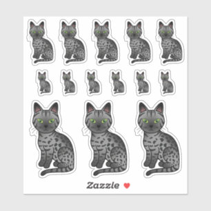 Smoke Egyptian Mau Cute Cartoon Cats