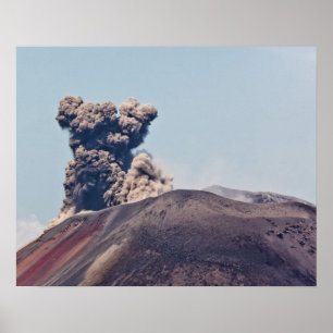 Smoke escaping from active volcano Anak Krakatau Poster