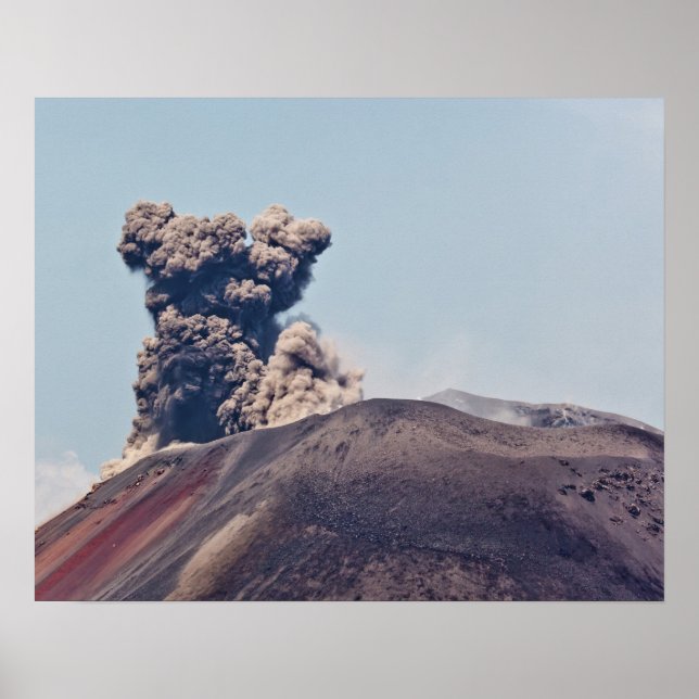 Smoke escaping from active volcano Anak Krakatau Poster (Front)