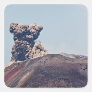 Smoke escaping from active volcano Anak Krakatau Square Sticker