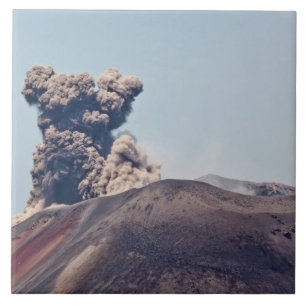 Smoke escaping from active volcano Anak Krakatau Tile