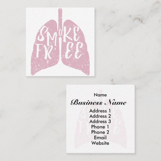 Smoke Free Healthy Lungs Square Business Card (Front/Back)