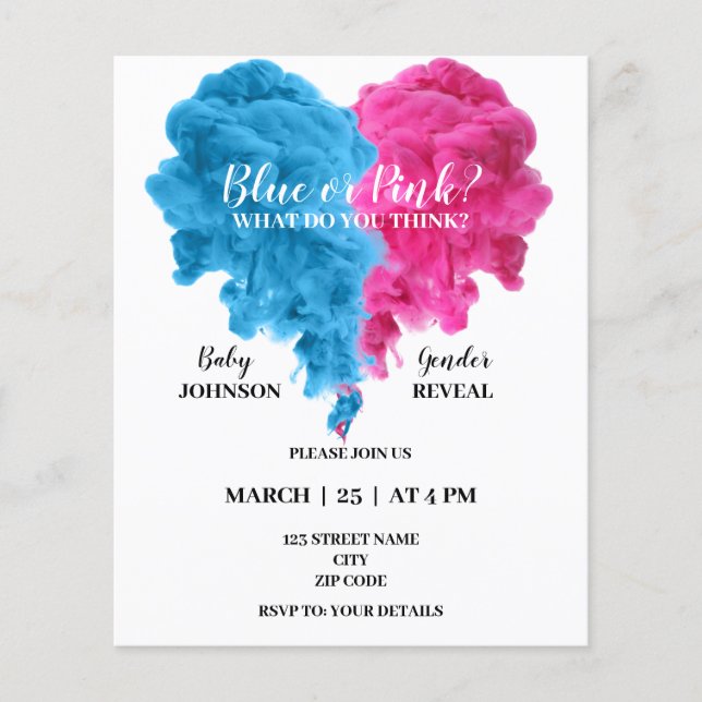 Smoke gender reveal invitations (Front)