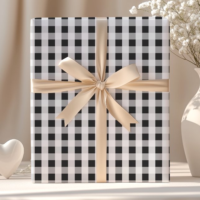 Smoke Grey Gingham Pattern Wrapping Paper (Creator Uploaded)