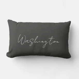 Smoke Grey Name Script Text Minimalist Lumbar Cushion