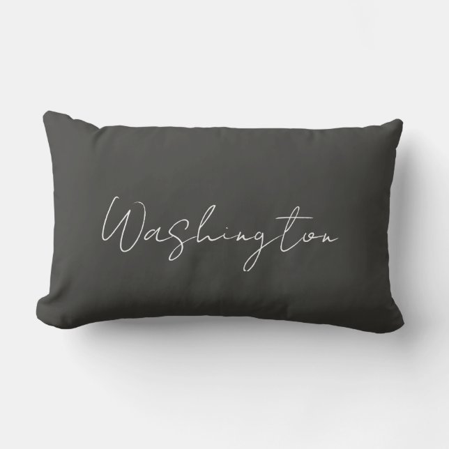 Smoke Grey Name Script Text Minimalist Lumbar Cushion (Front)