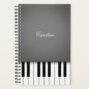 Smoke Grey Piano Keyboard Personalised Music Planner