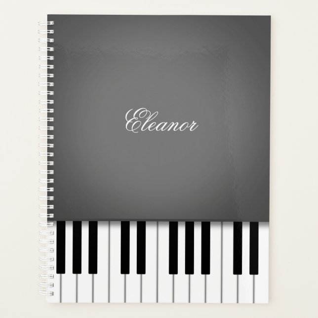 Smoke Grey Piano Music Keyboard CustomIzed Planner (Front)