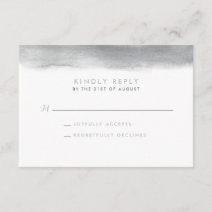 Smoke Grey Watercolor Dip Wedding RSVP Card