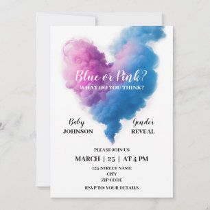 smoke heart gender reveal party invitation