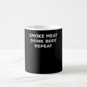 Smoke Meat Drink Beer Repeat Funny BBQ Lovers Coffee Mug