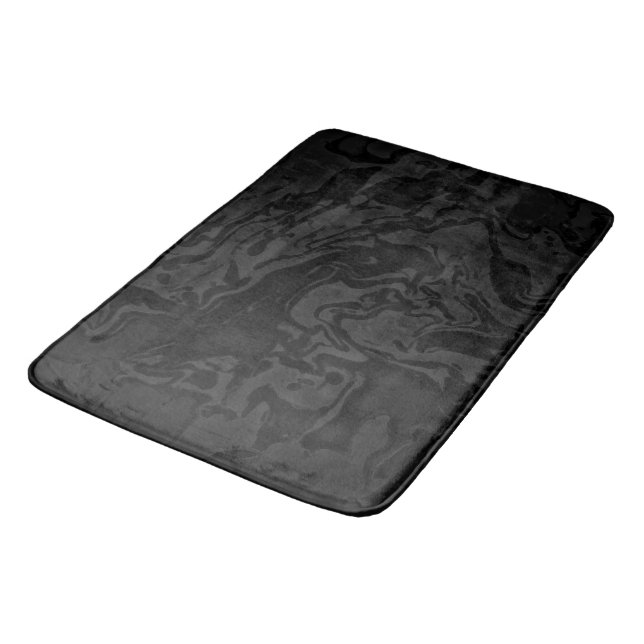 Smoke monochrome black swirls bath mat (Angled)