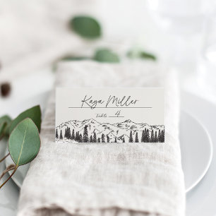 Smoke Mountain Sketch Wedding Place Card