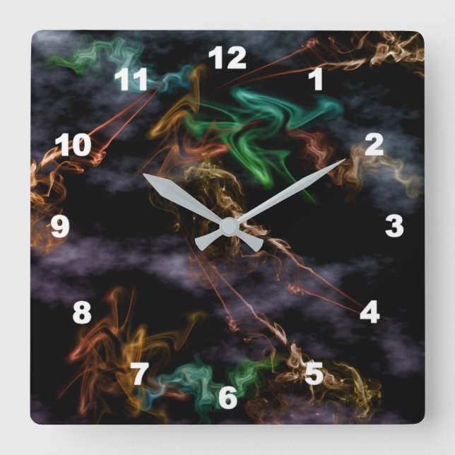 "Smoke 'N Fire" Square Wall Clock (Front)
