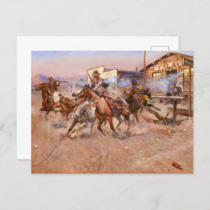 Smoke of a. 45, 1908 by Charles Marion Russell Invitation Postcard