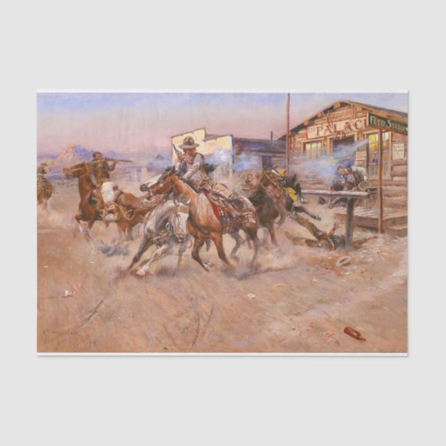 Smoke of a. 45, 1908 by Charles Marion Russell Tissue Paper (Front)