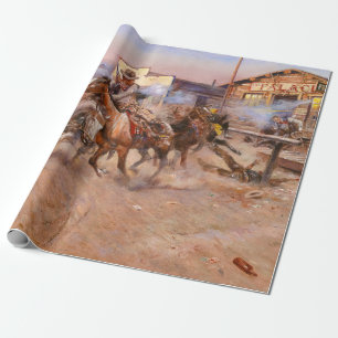 Smoke of a. 45, 1908 by Charles Marion Russell Wrapping Paper