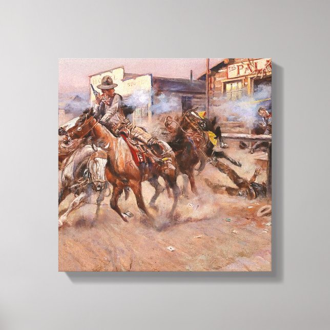 “Smoke of a ‘45” by Charles M Russell Canvas Print (Front)