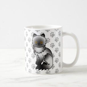 Smoke Persian Cute Cartoon Cat Illustration Coffee Mug