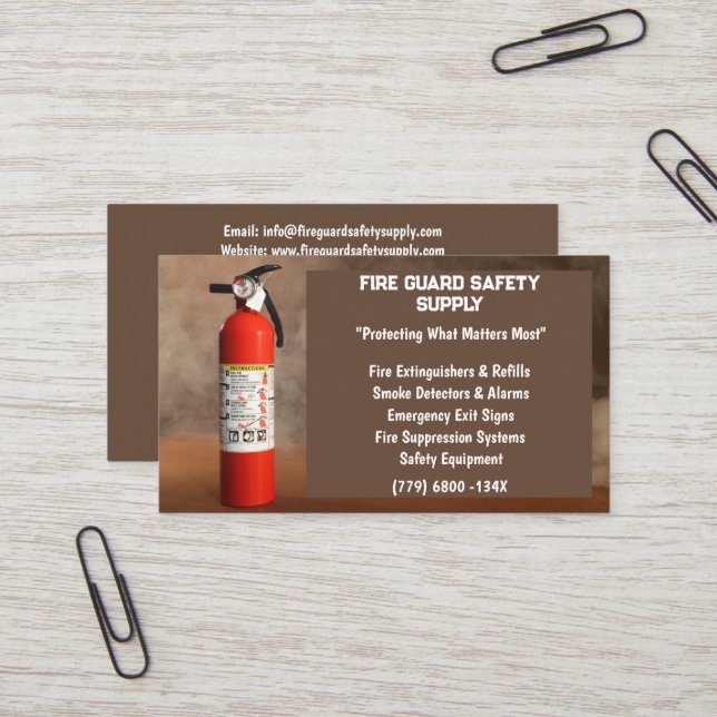 Smoke & Red Fire Extinguisher Fire Safety  Business Card (Front/Back In Situ)