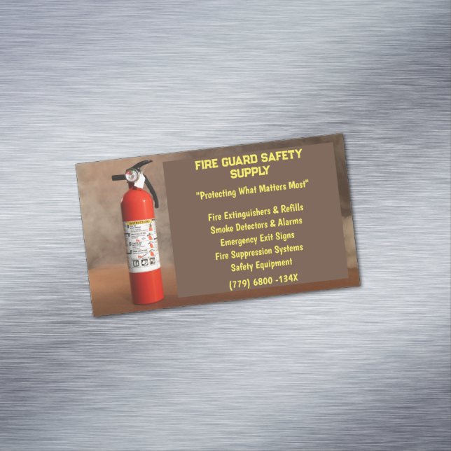 Smoke & Red Fire Extinguisher Fire Safety  Magnetic Business Card (In Situ)