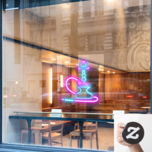 Smoke Shop Faux Neon Signboard Hookah Pipe Window Cling