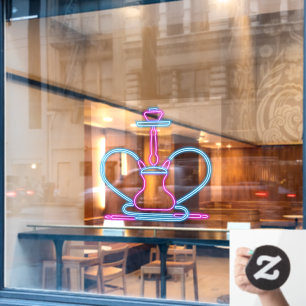 Smoke Shop Faux Neon Signboard Hookah Pipe  Window Cling