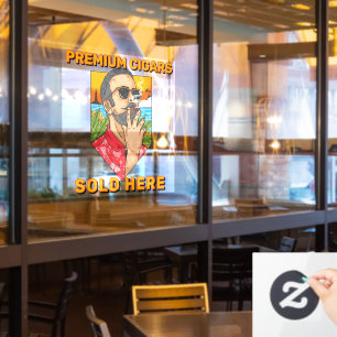 Smoke Shop Premium Cigars Sold Here Advert Window Cling